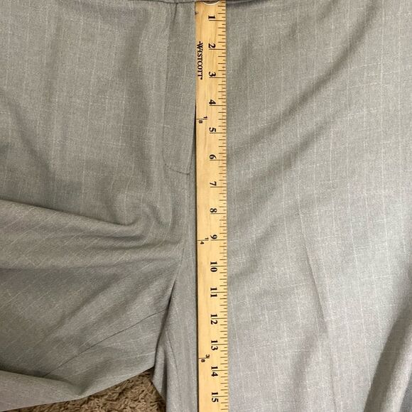 Long Tall Sally Grey Check Flat Front Wide Leg Pants size 16 Tall Career Work - Picture 9 of 12